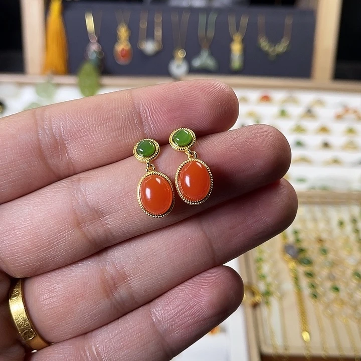 南红玛瑙颈饰银S925镶嵌爆****～