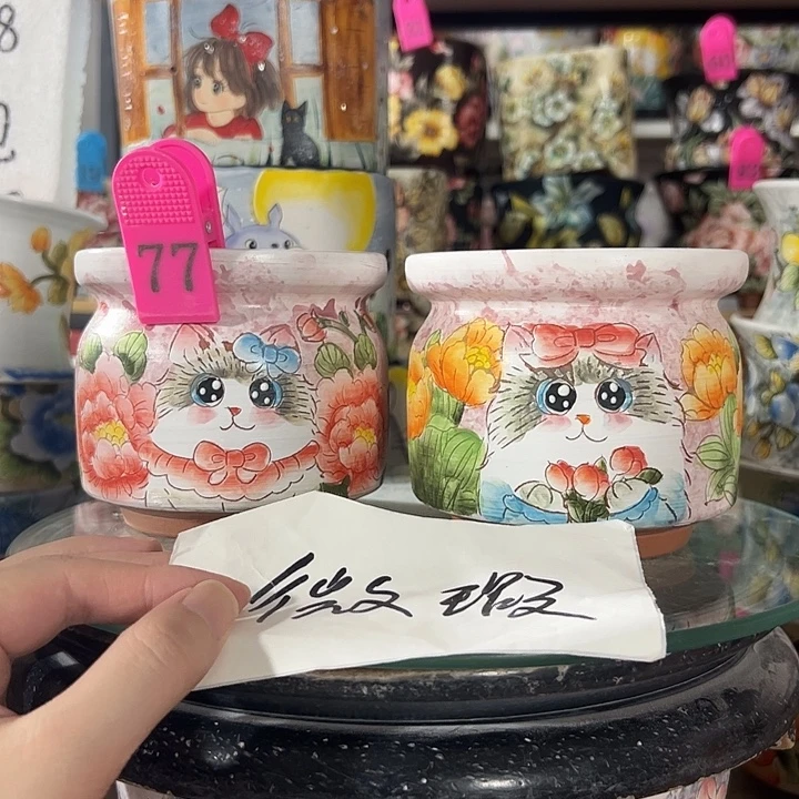 满38包邮 景德镇手绘花盆