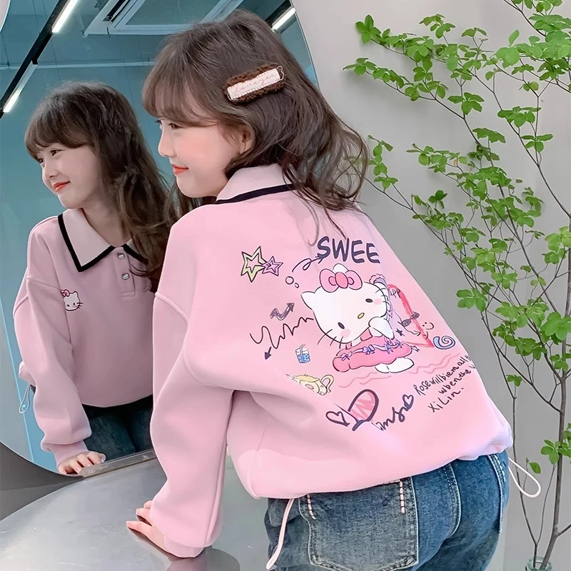 女童卫衣春秋款2025新款洋气儿童春装长袖小女孩春季POLO领上衣潮