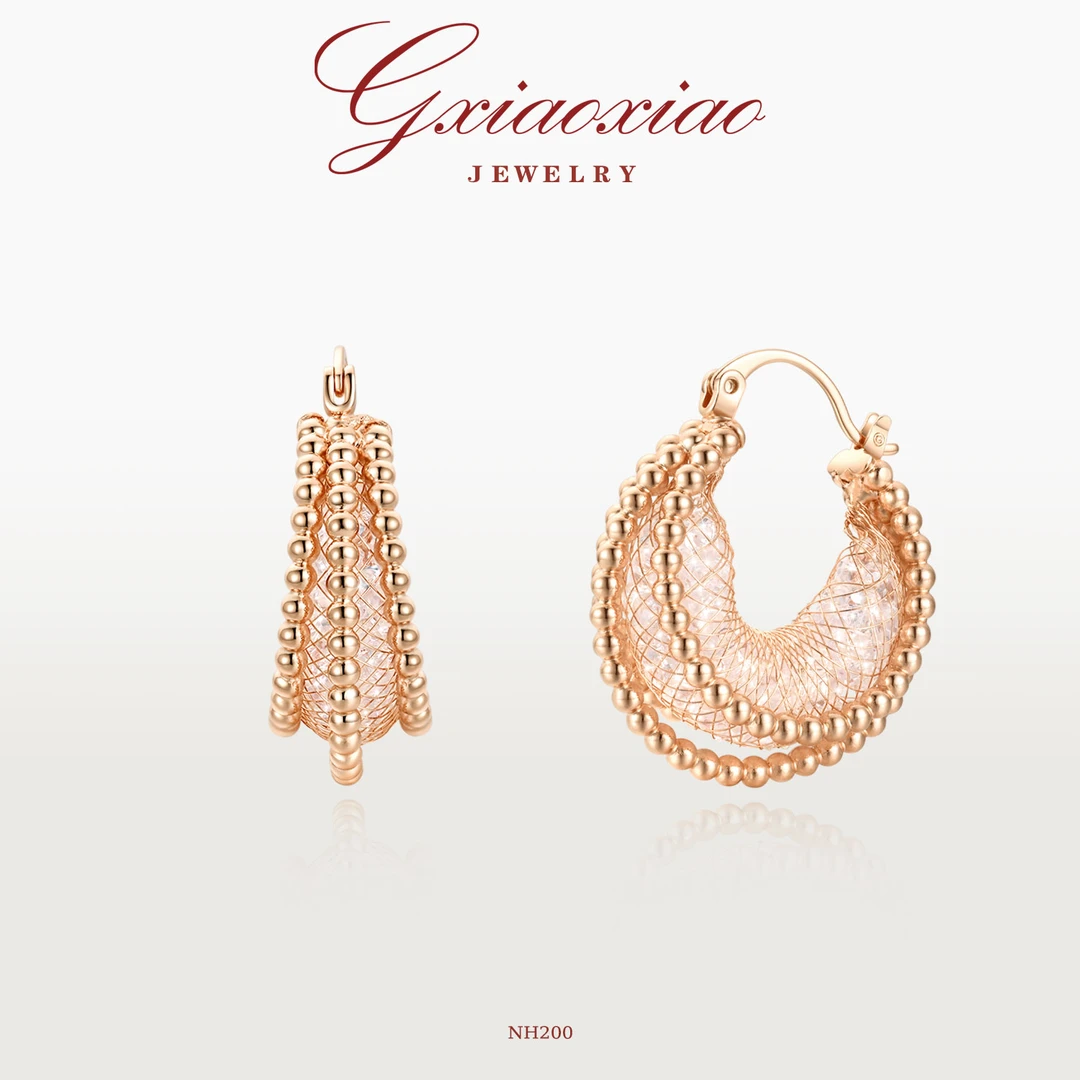 G XIAOXIAO 镀K金【星巢双月】复古高级感百搭耳环 NH200