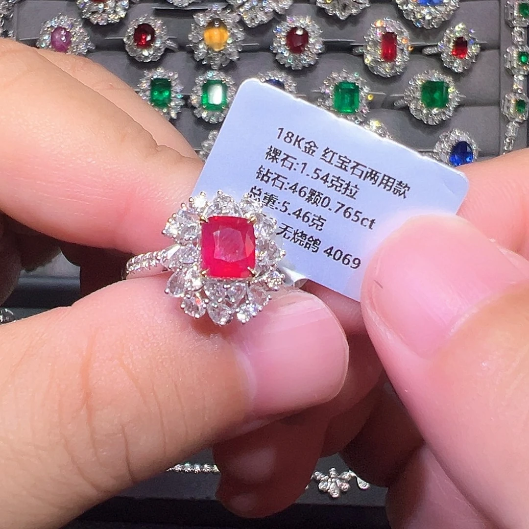 戒指18K金镶嵌红宝石