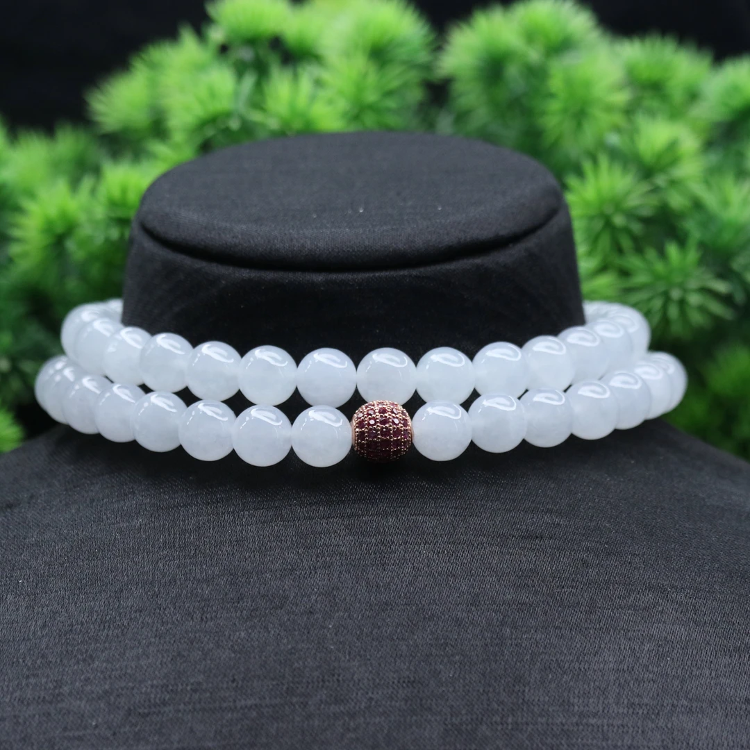 25天然缅甸翡翠A货冰珠链/300525/上海嘉禾拍卖