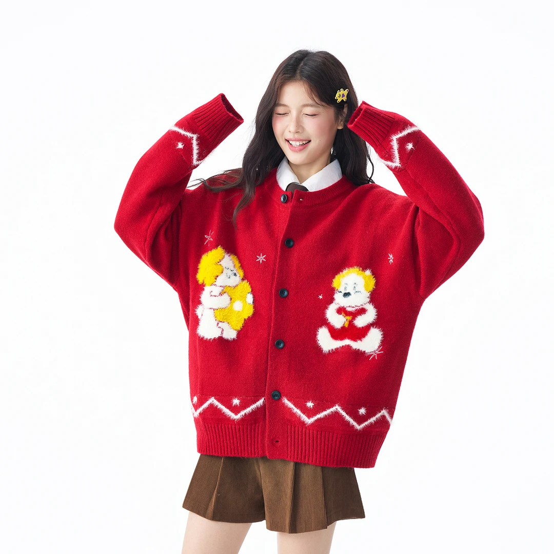 lemanism【FAFADOG联名】潮牌情侣款开衫毛衣2025新款针织衫上衣