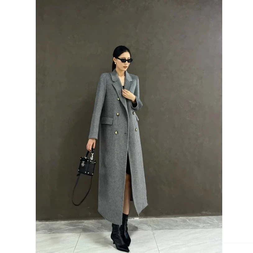 高端加大码女装胖妹妹加长过膝显瘦毛呢大衣2025秋冬新款呢子外套