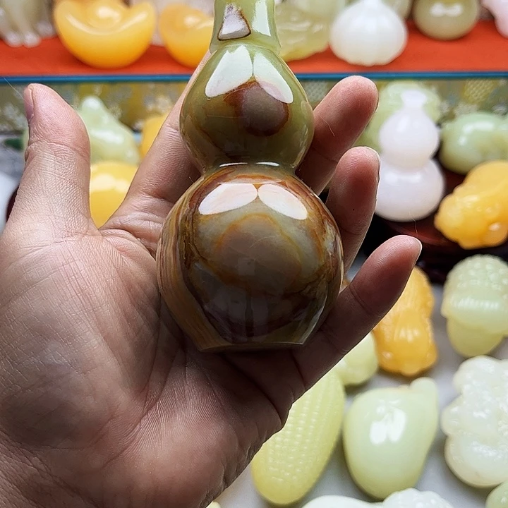 存***福石材葫芦手把摆件