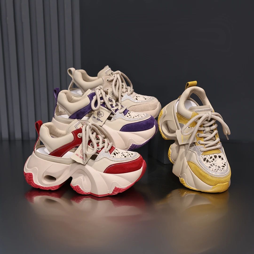 【清2527】 春夏新款透气网面老爹鞋镂空运动休闲松糕新款厚底女鞋