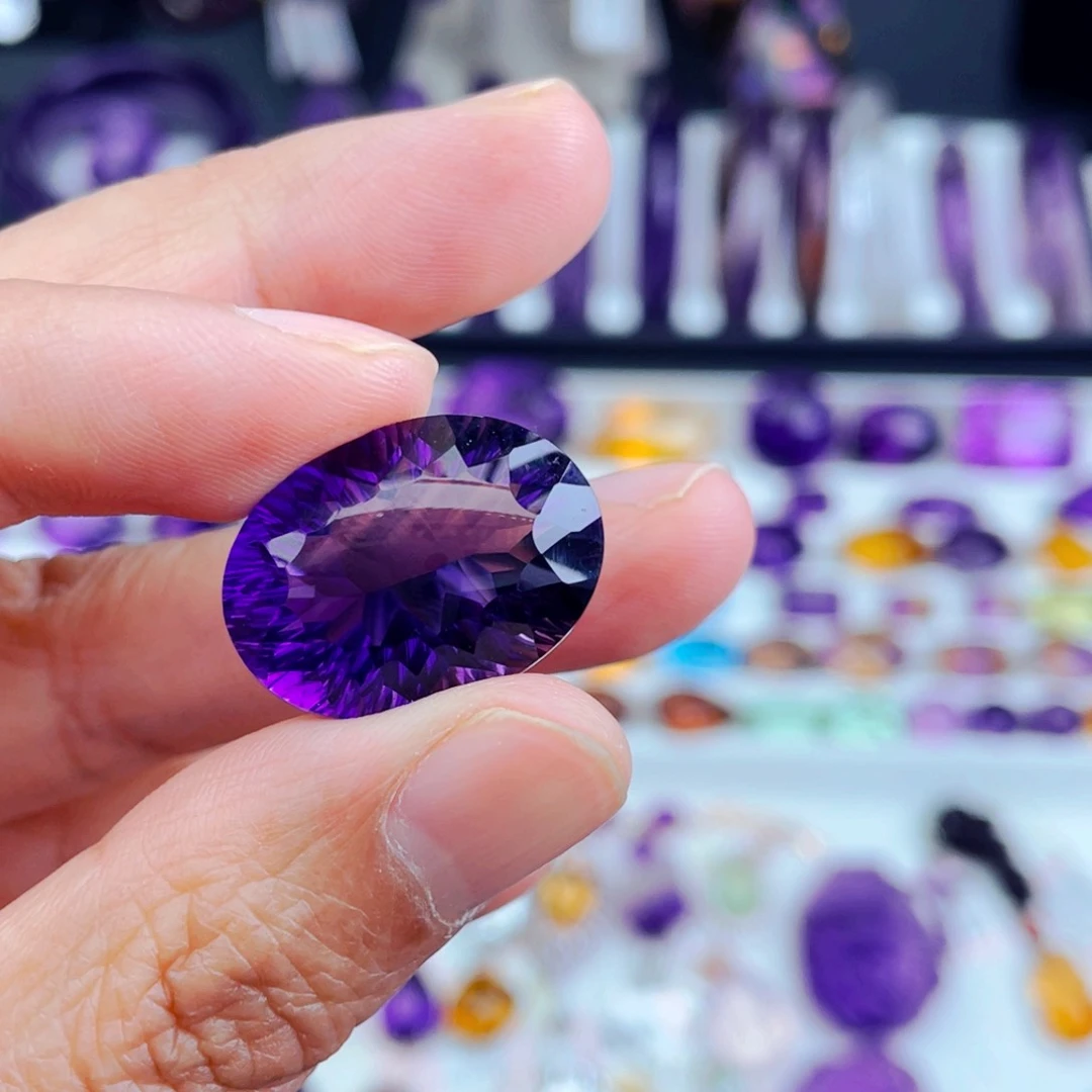 水晶工厂精品定制天然紫水晶不退换未镶嵌~*