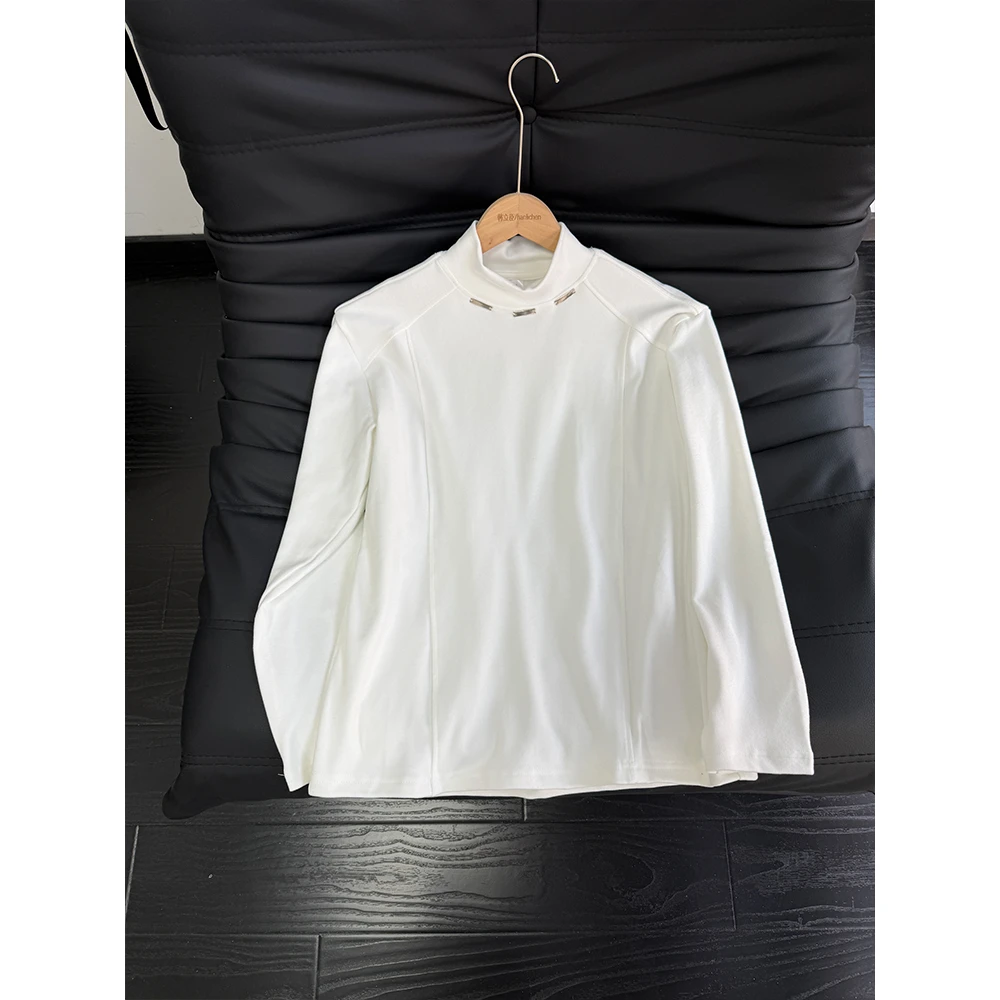 金属扣解构德绒打底衫t恤男款秋冬季设计感高领卫衣情侣小众内搭