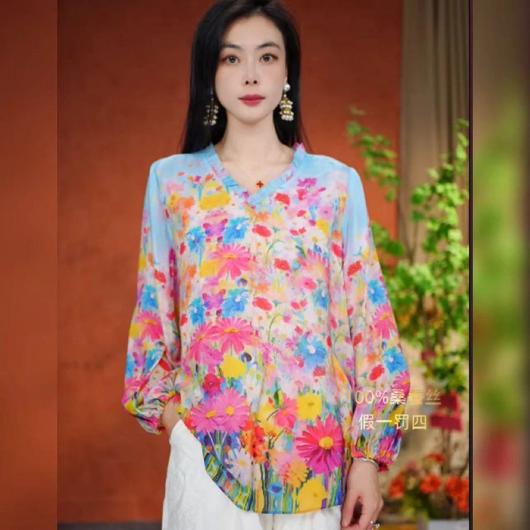 [多米拉]03425-2上衣女气质碎花时尚常规女装休闲夏季显瘦