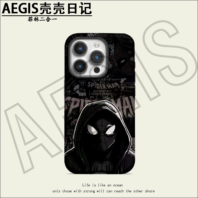 蜘蛛侠菲林二合一防摔手机壳适用于苹果17pro小米手机