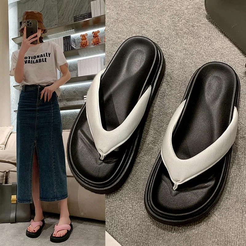 PinkAvril厚底人字拖鞋女2025夏季新款外穿时尚百搭凉拖鞋防滑休