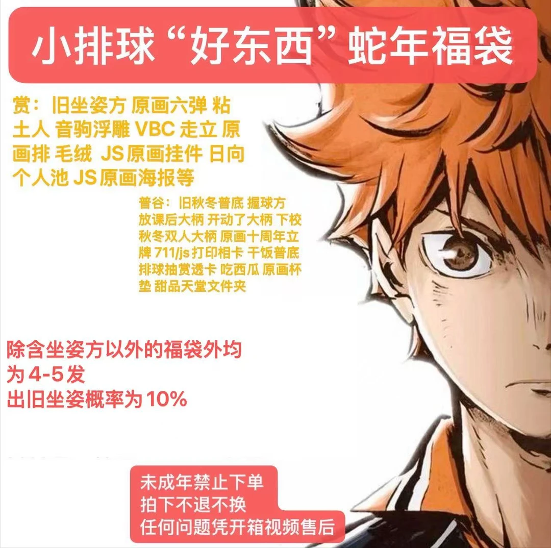 【旺仔】 排球少年 旧坐姿方新年福袋(默认代拆)