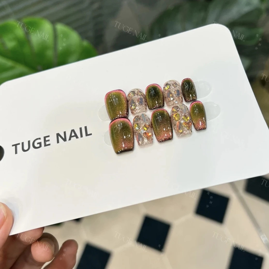 TugeNail 【变色龙】 三色渐变猫眼国华钻美甲重复佩戴穿戴甲-芬达