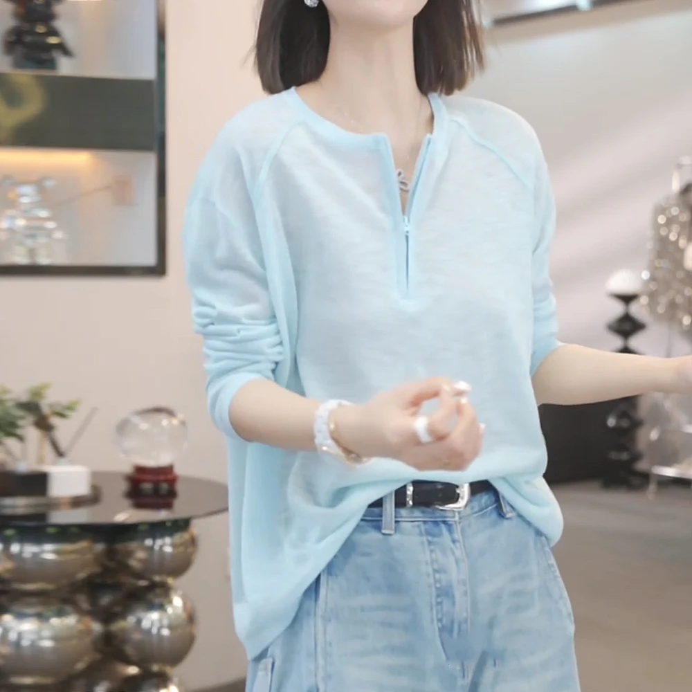 宽松新款慵懒风长袖T恤女2025打底衫时尚百搭薄款针织衫上衣洋气