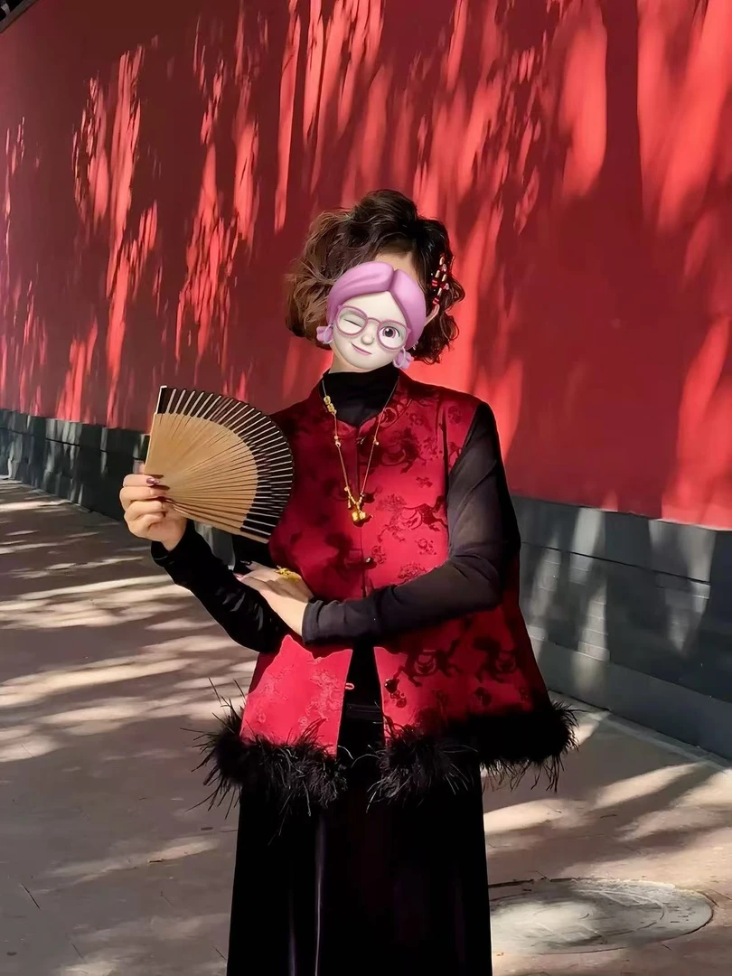 木子静-「马上来福」秋冬季新款新中式提花轻国风高端夹棉马甲