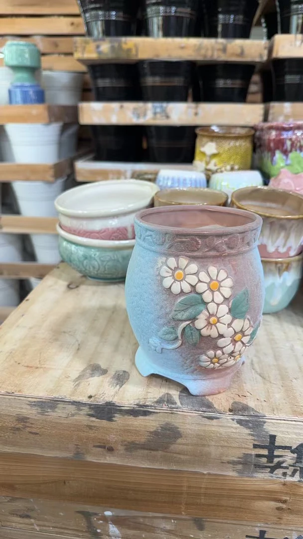 多肉陶瓷花盆透气粗陶大口径绿植盆栽客厅阳台