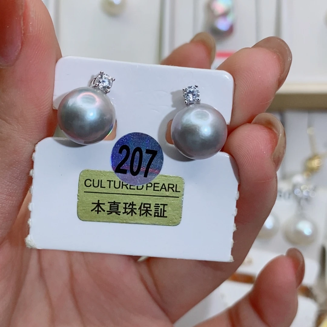 耳饰银S925镶嵌淡水珍珠