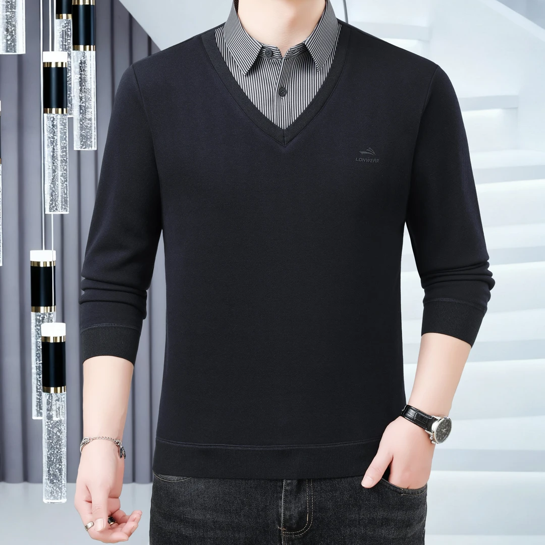 1073高端轻奢加绒加厚时尚假两件针织