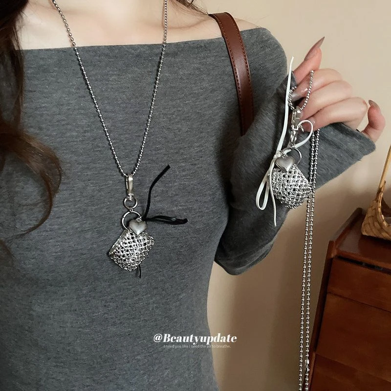 合金亚克力项链 金属编织包包皮绳项链女高级头饰发饰镶钻设计感