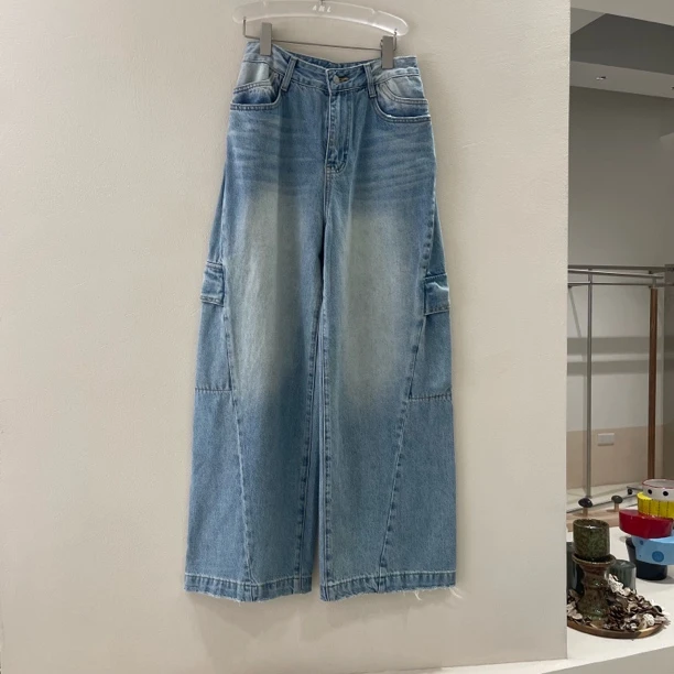 艾米莉#77272秋季福利无弹高品质工装弯刀牛仔裤，裤长：105cm