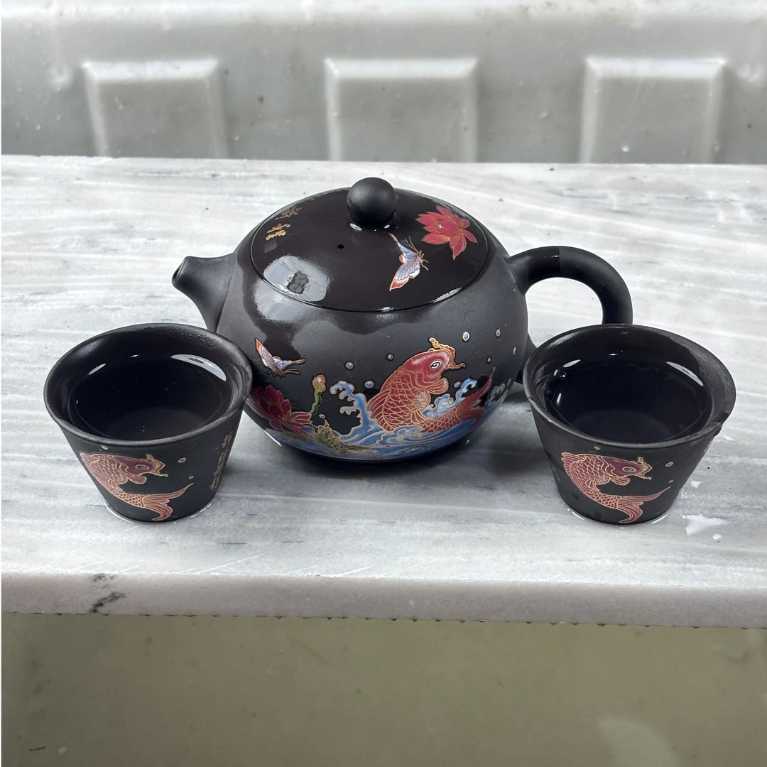 【闪购商品】锦绣前程深井老紫泥西施壶（带四杯）JXXS