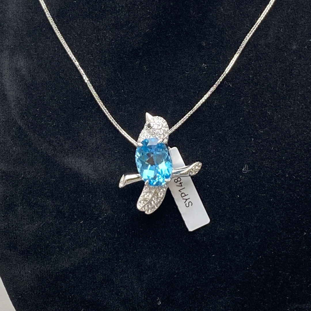 (SYP1485) 托帕石925银喜鹊报喜吊坠胸针两用款(不含链)1230