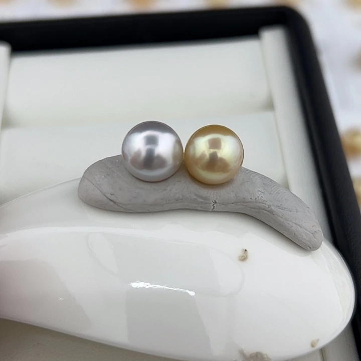 定制海水珍珠未镶嵌裸珠8.5-9.5 金珠澳白 双珠