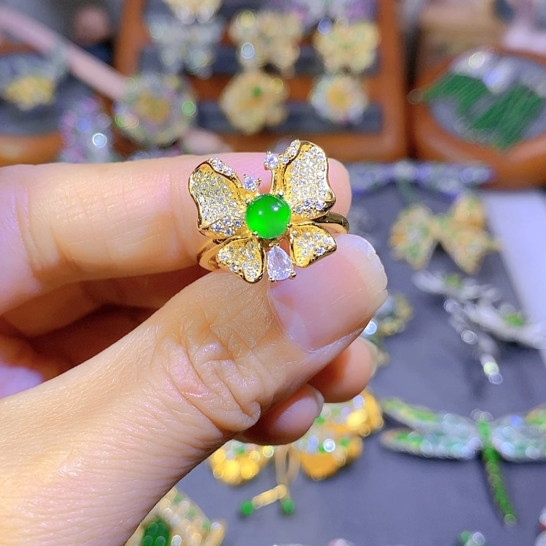 颈饰银S925镶嵌翡翠