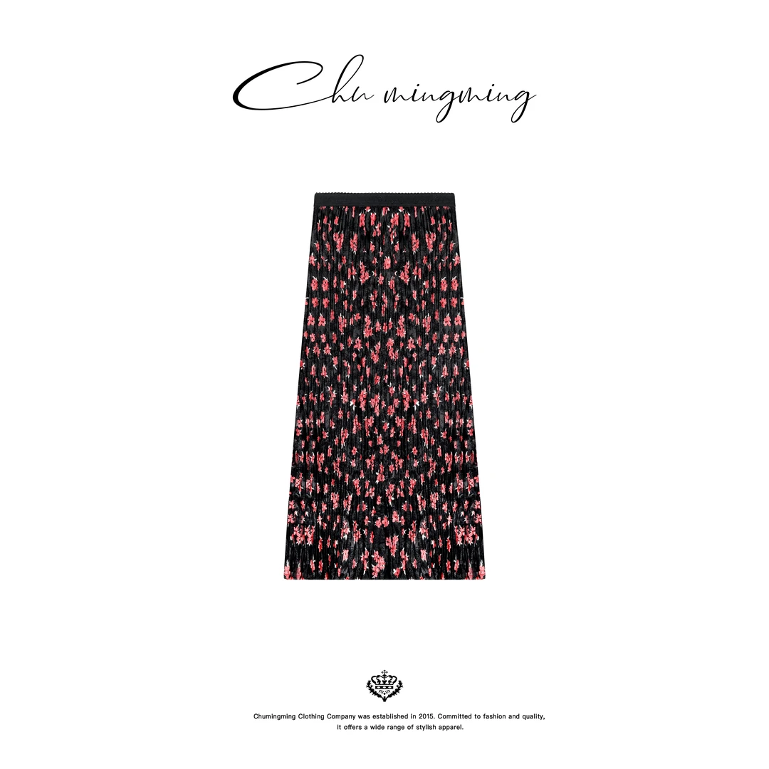 【CHU/2025SSNEW】《赛玫瑰》黑底红花半裙XY2513