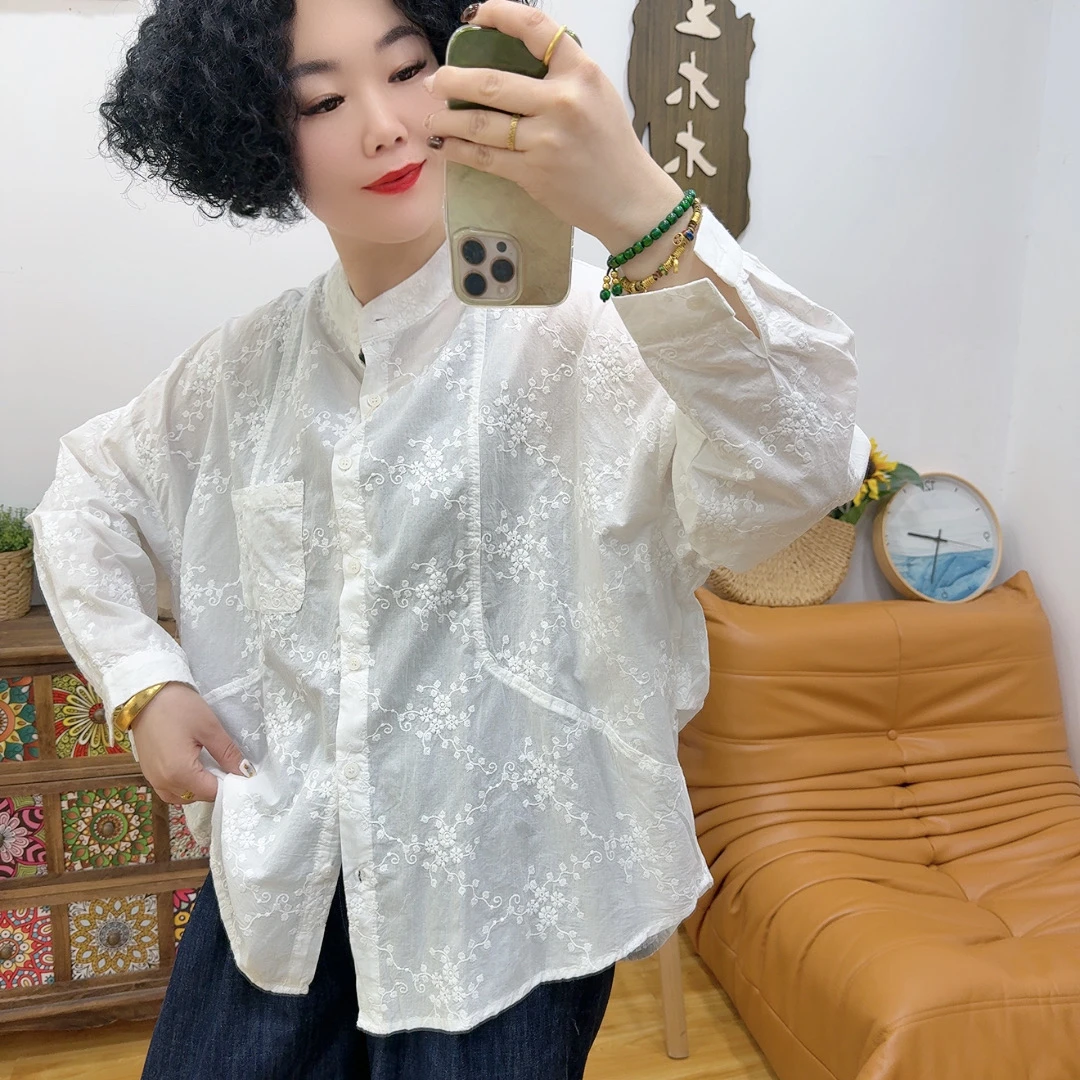 【木木新品】86133#文艺刺绣衬衫