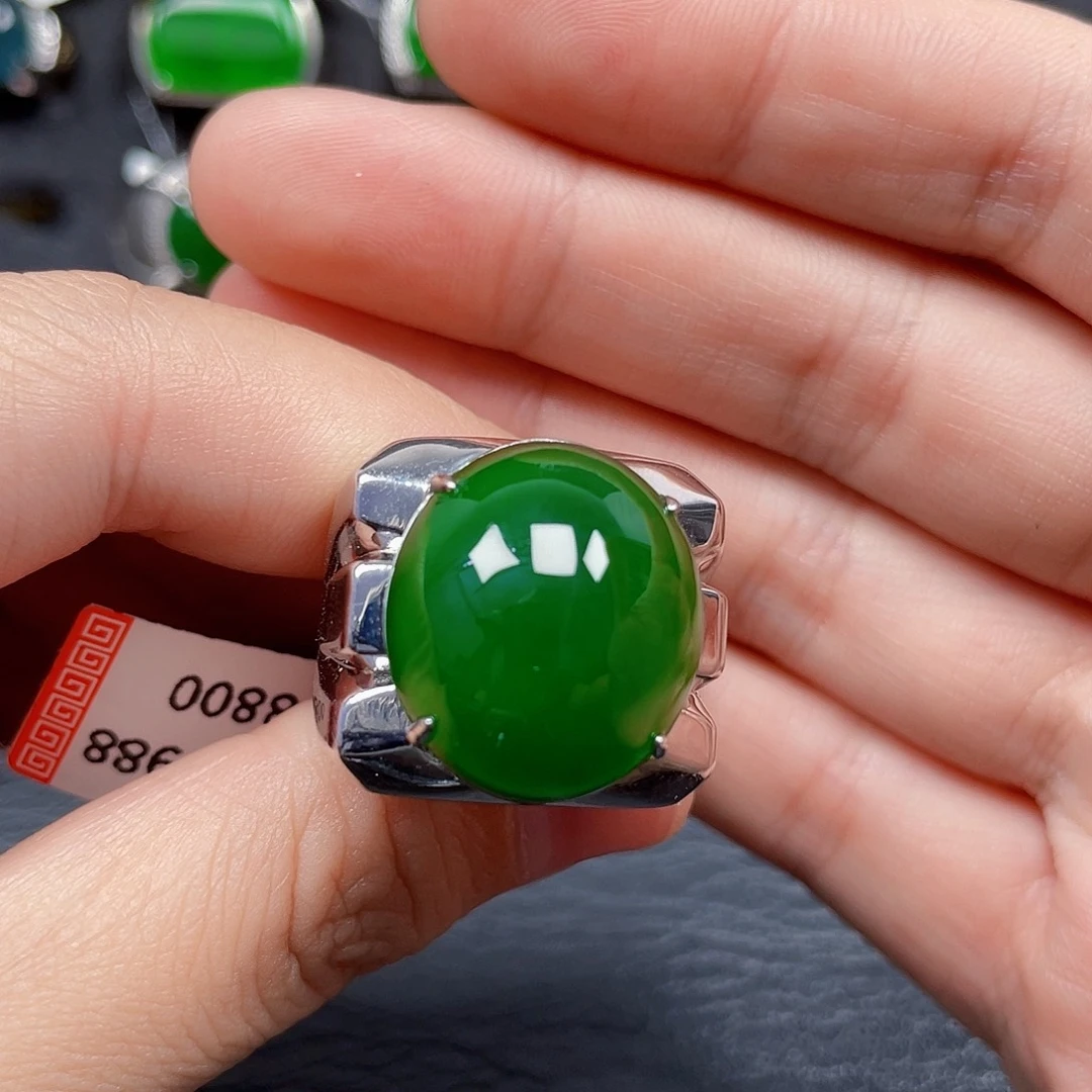 追***族翡翠银S925镶嵌戒指没有运费险3988