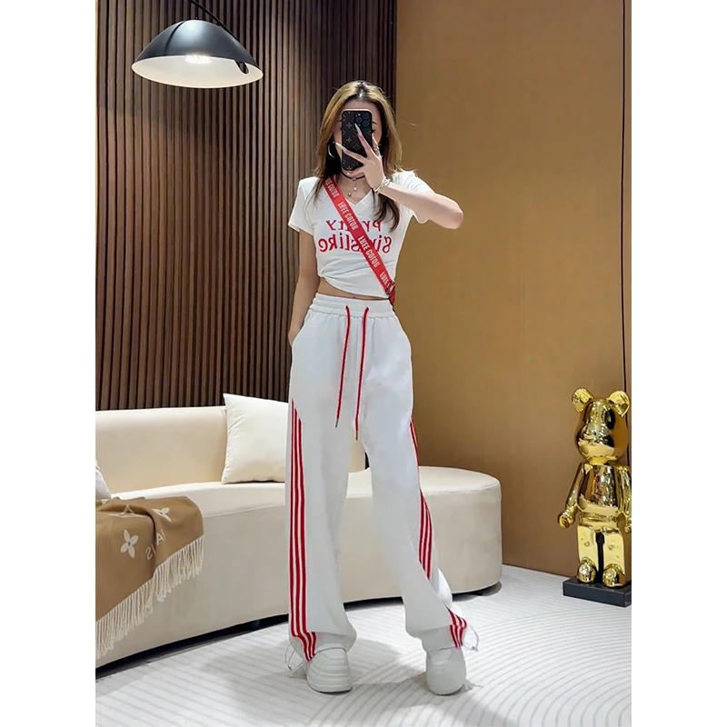 欧货休闲运动套装洋气减龄夏季减龄减龄穿搭印花短袖高腰卫裤套装