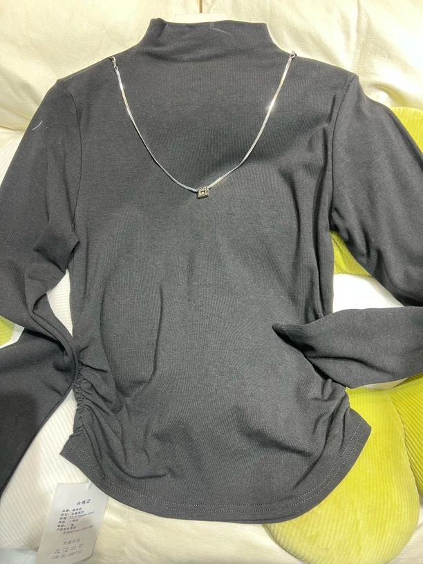 半高领收腰显瘦打底衫女春季爆款小衫内搭长袖t恤2025年新款上衣