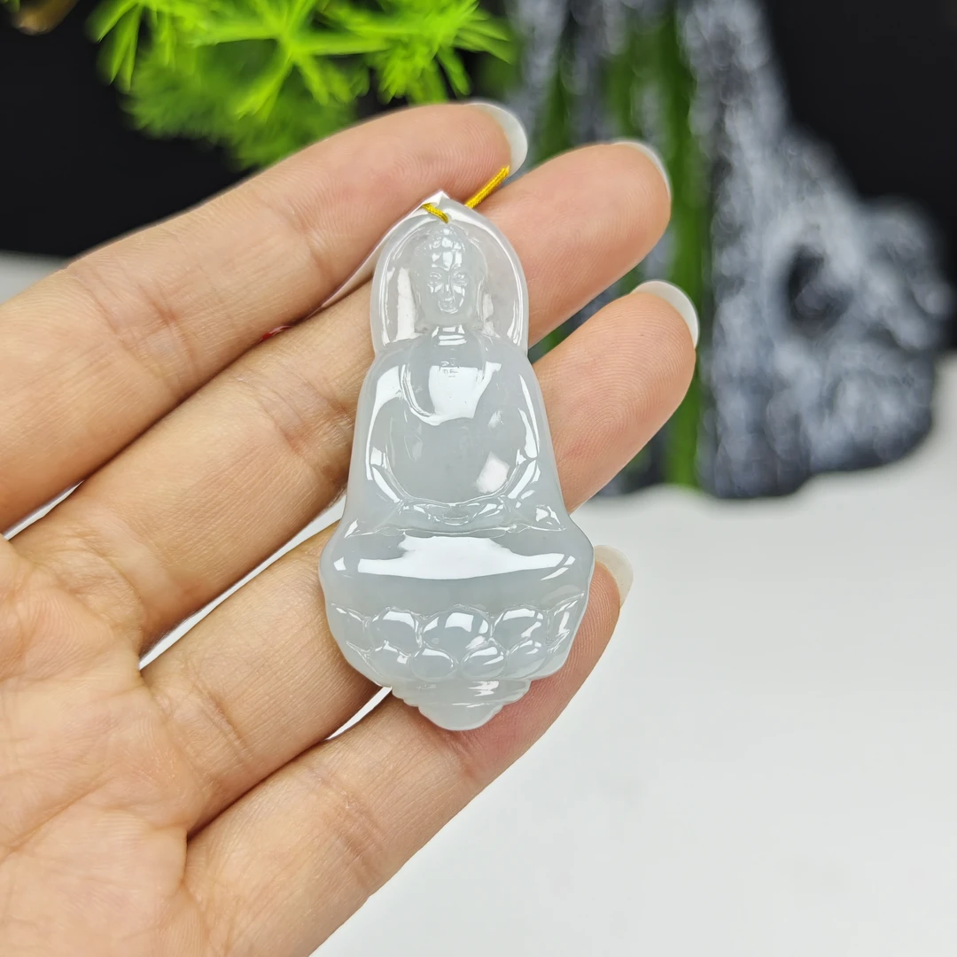 天然缅甸a货翡翠大日阿弥吊坠，尺寸51*25.3*5.8