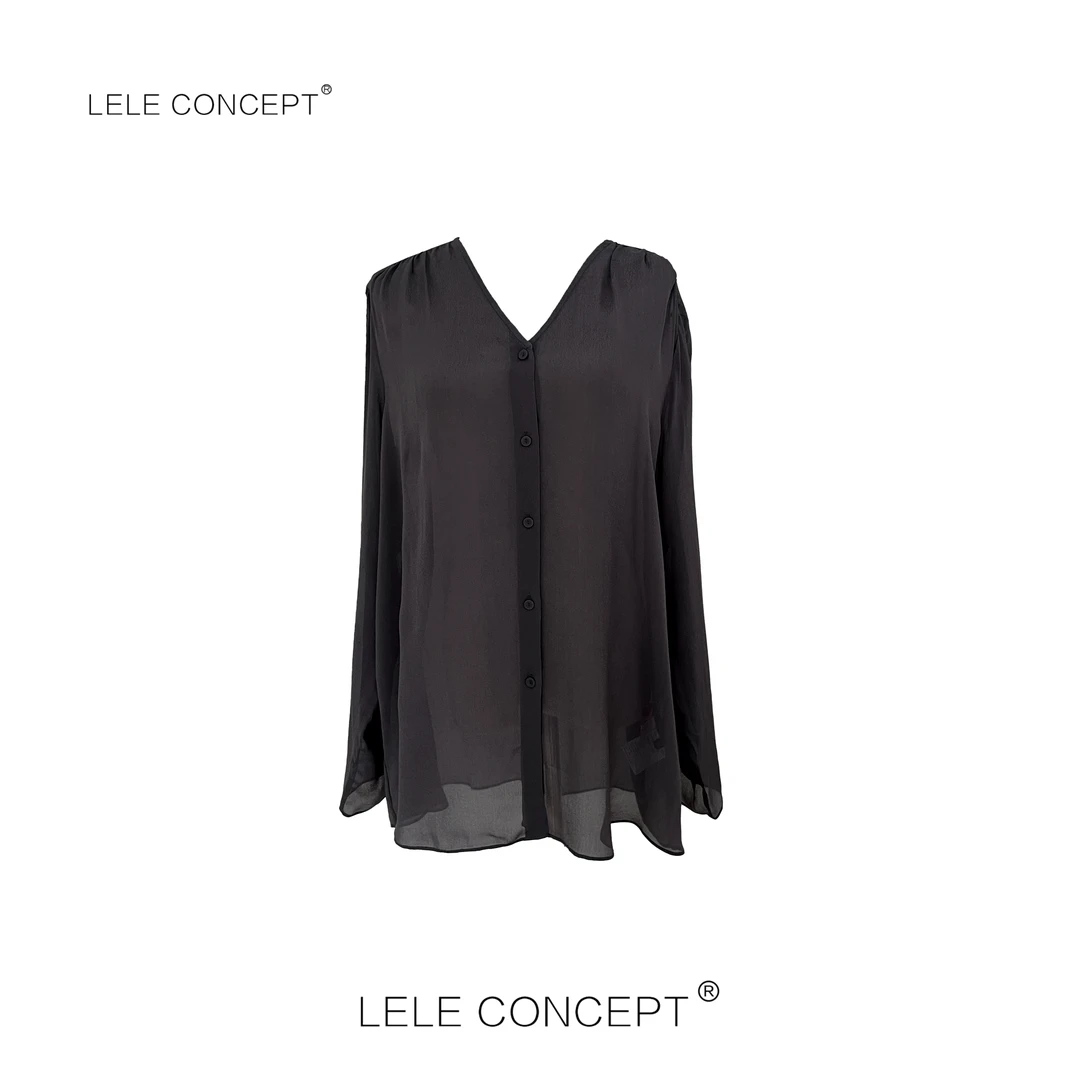 LELE CONCEPT丨【如一】设计师V领一排扣上衣S0969