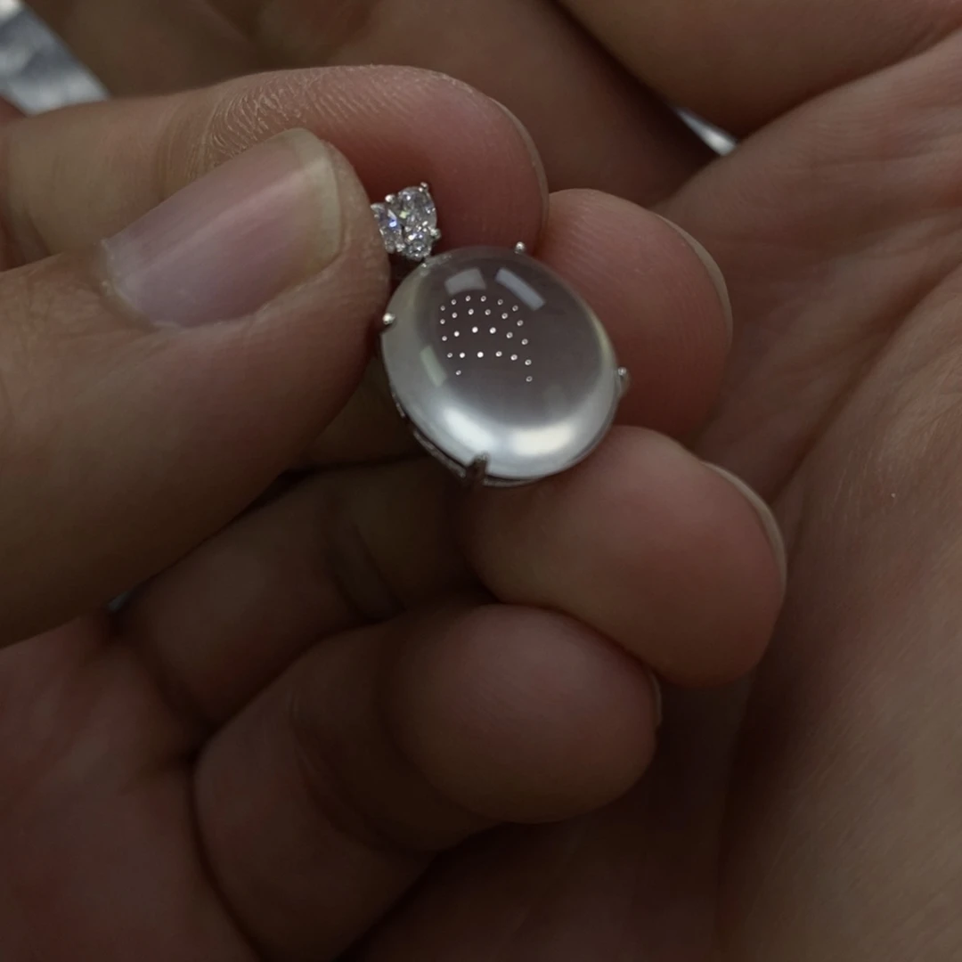 石英质玉戒指银S925镶嵌