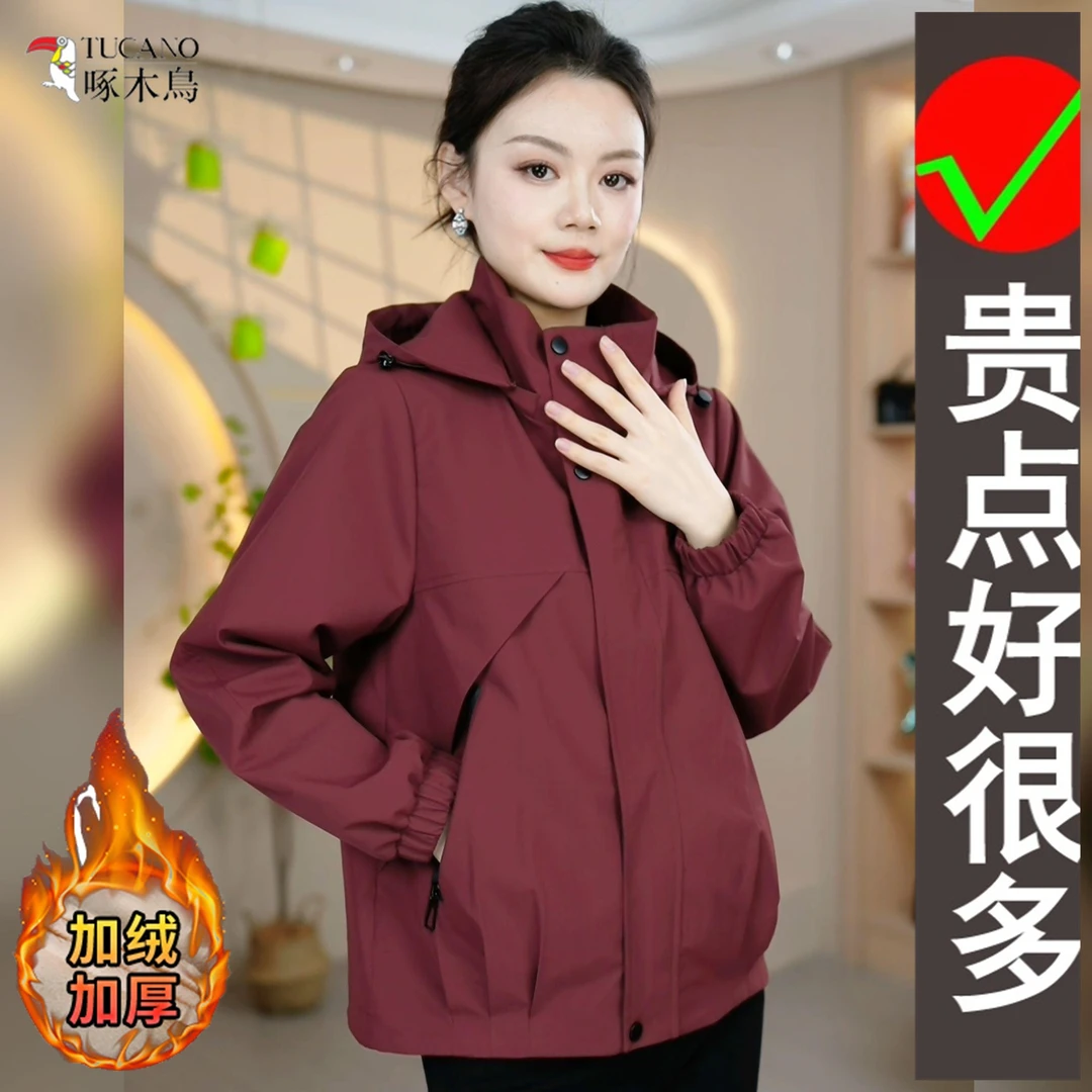 啄木鸟2025新款洋气百搭时尚休闲韩版减龄短款连帽宽松派克外套