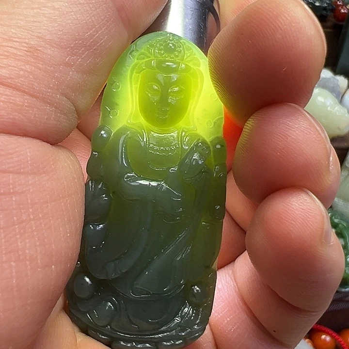 和田玉未镶嵌颈饰观音平安牌