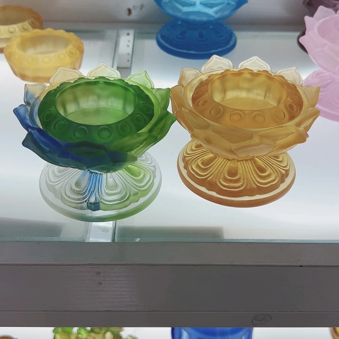 【闪购商品】手工艺品琉璃t****n供水杯烛台黄色彩色