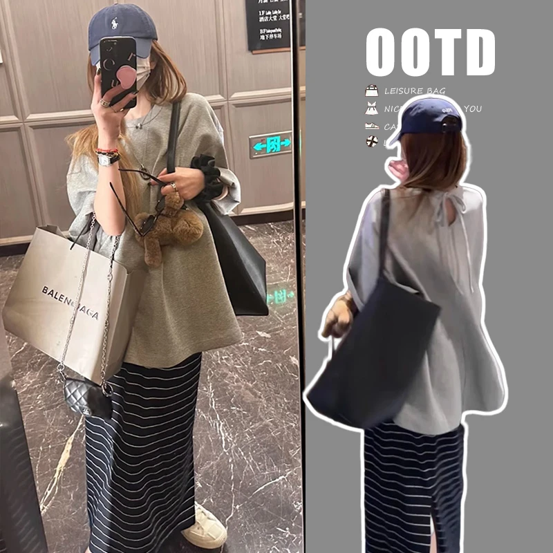 休闲百搭孕妇装夏季新款爆款设计感宽松上衣高品质大码半身裙套装