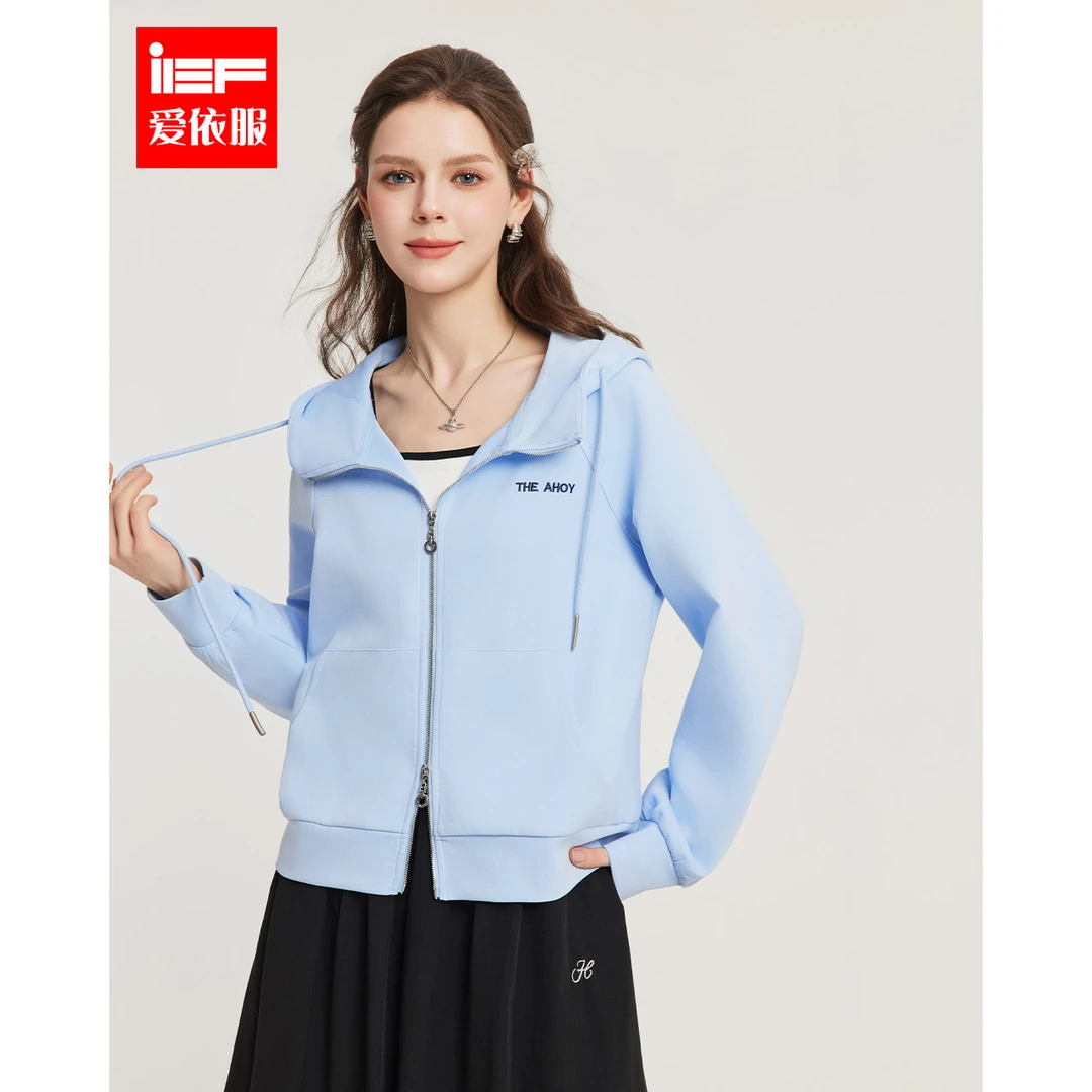 IEF/爱依服2025春季新款韩系风简约运动风连帽设计卫衣外套欧若风