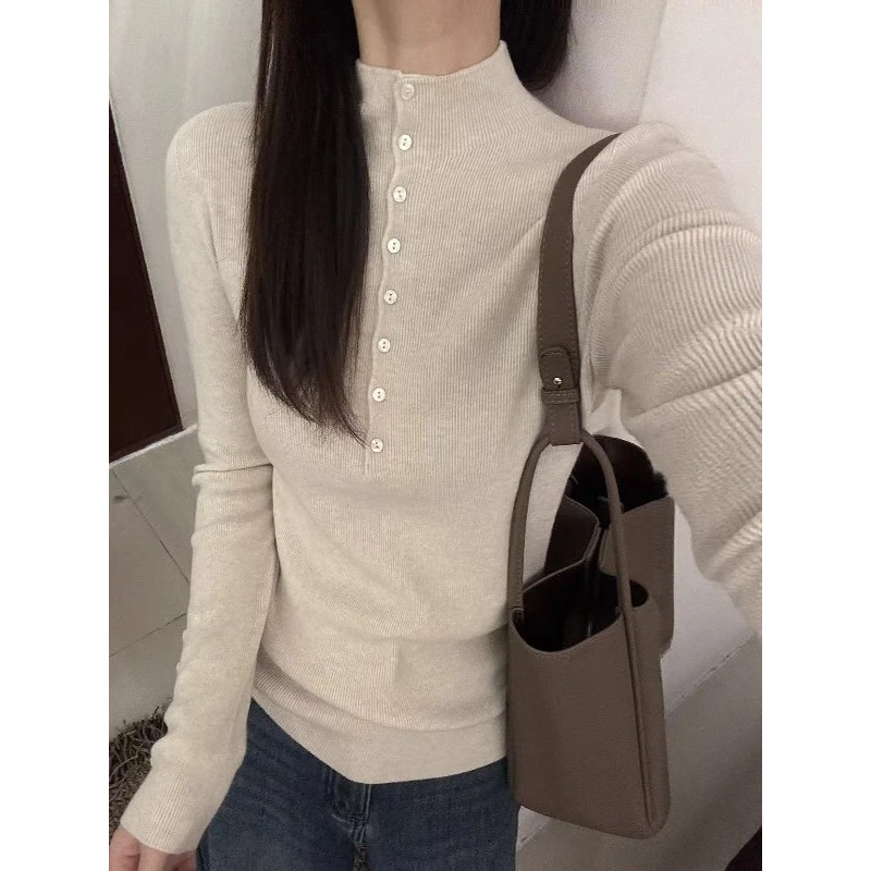 30-40岁微胖气质女装上衣秋冬半高领遮肚子藏肉内搭洋气打底衫女