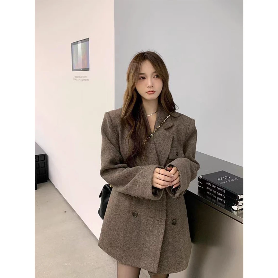 高级感赫本风百搭时尚羽绒西装 1990