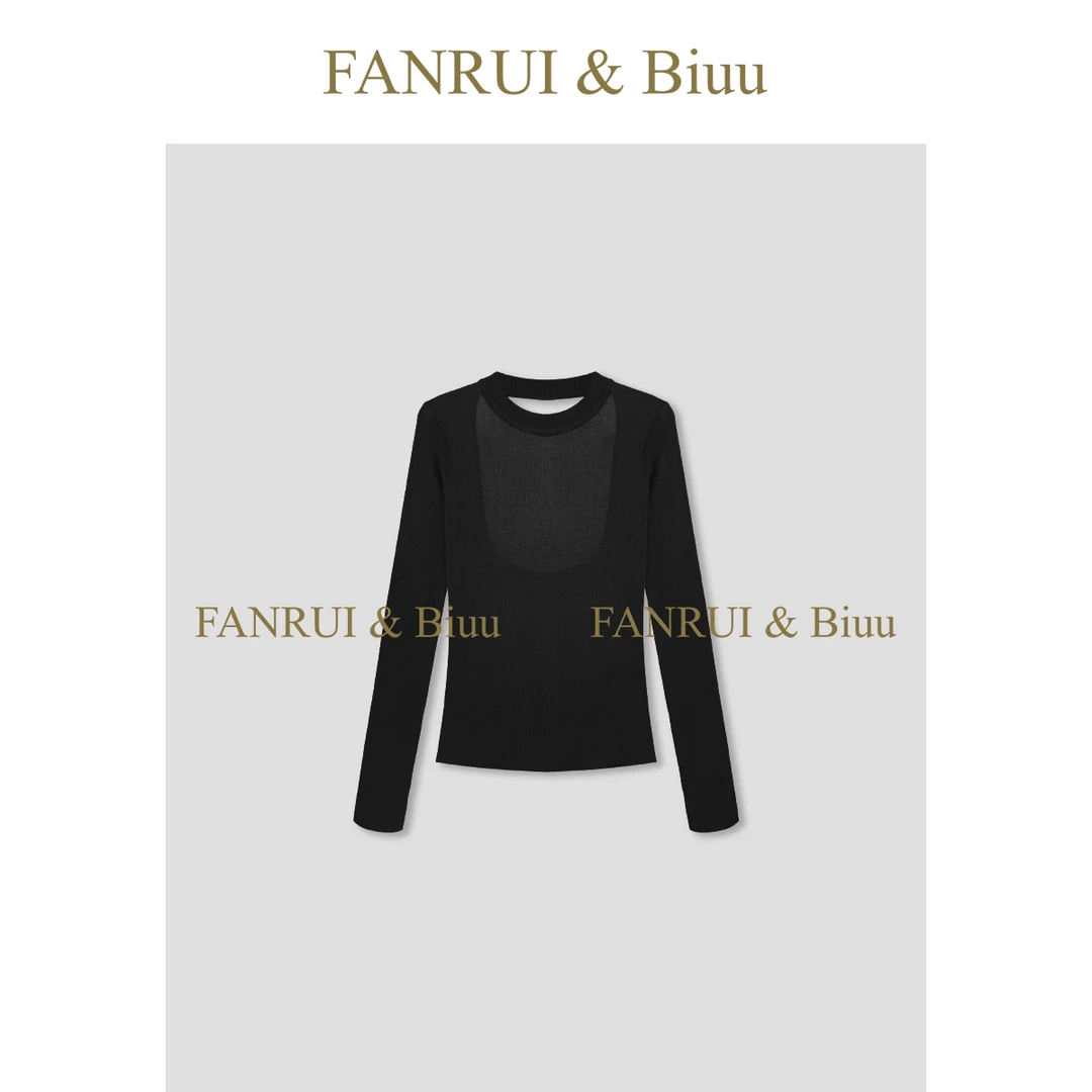 FANRUI/泛芮 「贝贝biuu」羊毛+桑蚕丝混纺性感露背针织衫B17666