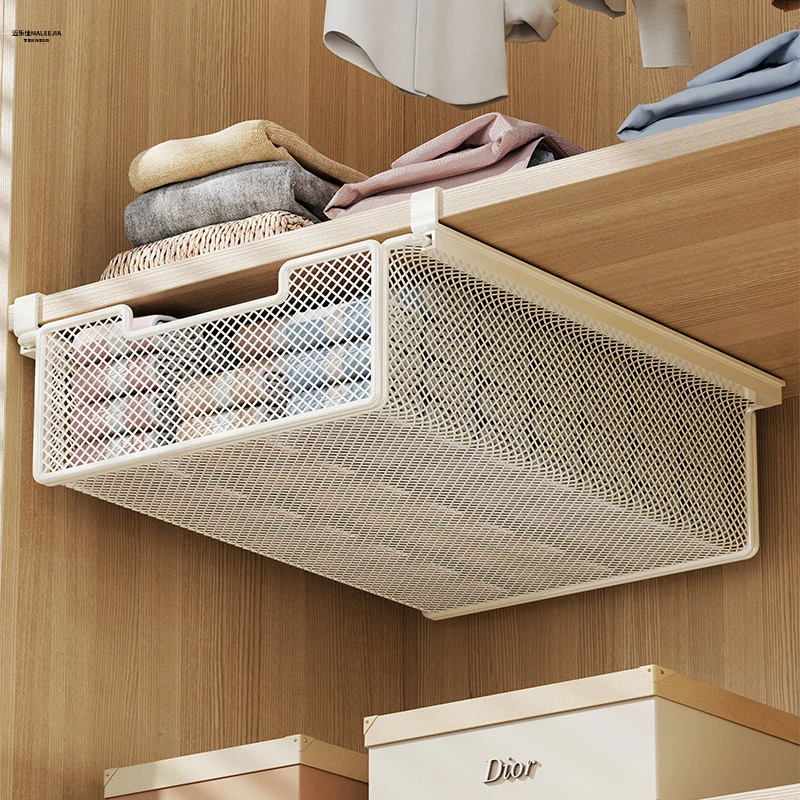 衣柜下抽屉式挂篮铁艺衣服收纳分层架家用挂式省空间衣物整理隔板