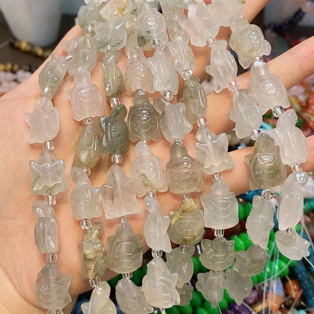 散珠玛瑙/玉髓雕刻件小乌龟短条