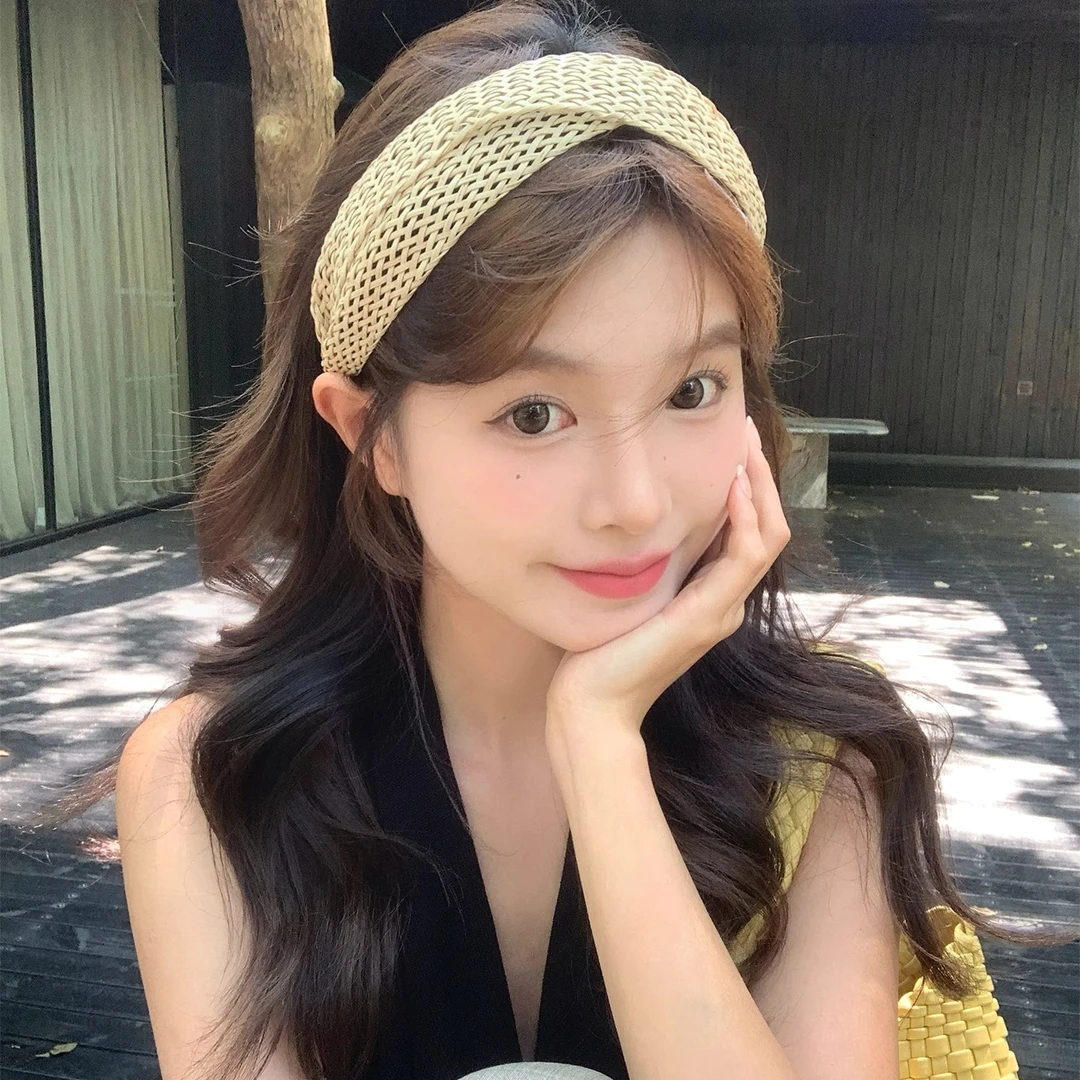 韩系编织宽边发箍女波西米亚风高颅顶头箍日常外戴发卡压发发饰夏