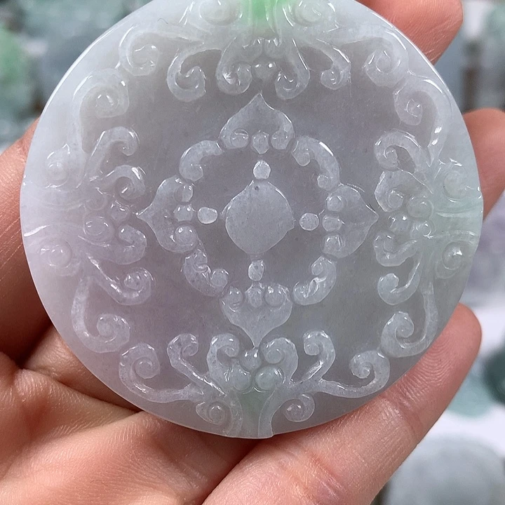 颈饰未镶嵌翡翠花开富贵福利两面工艺福利