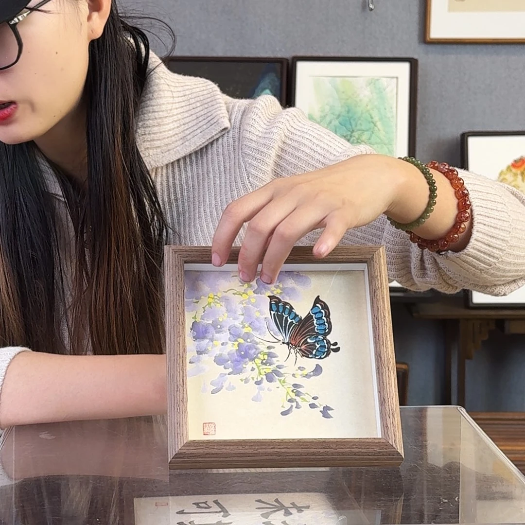 书法纯手绘，纯手写带框尺寸：15×15厘米