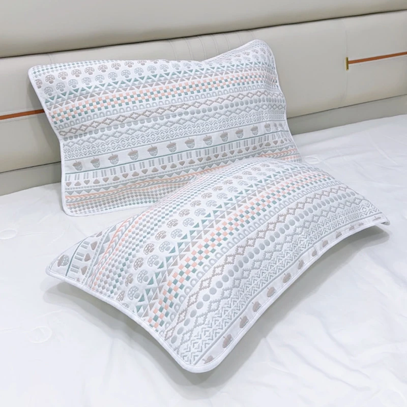 【枕巾】【50*80】六层纯棉纱布软席枕巾四级可用亲肤透气缩水后45*75